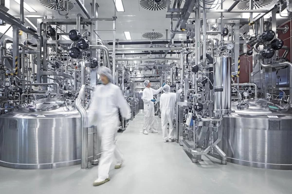 Amogen Pharma Plant 1 facility aerial view — Hyderabad recombinant biosimilar manufacturing